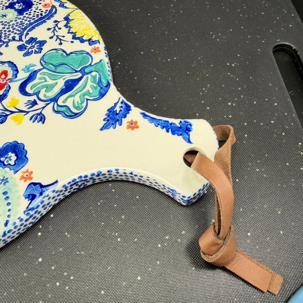 Anthropologie Jardin Fleuri Stoneware Cheese Board Floral Paisley ServingPlatter